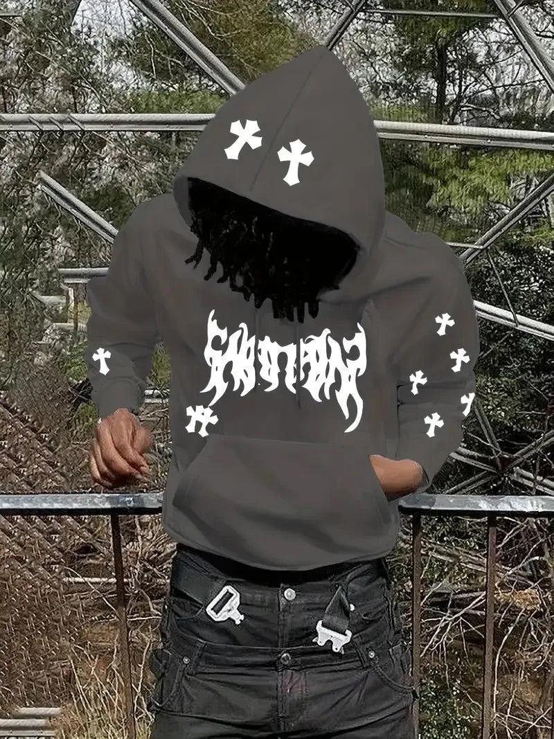 The new 3D smiling face printed casual and comfortable outdoor men's sports sweatshirt for the autumn of 2025