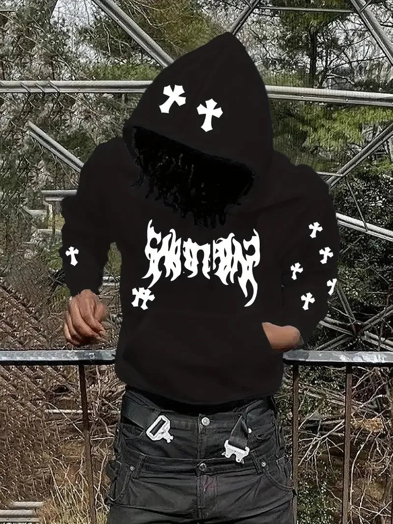 The new 3D smiling face printed casual and comfortable outdoor men's sports sweatshirt for the autumn of 2025