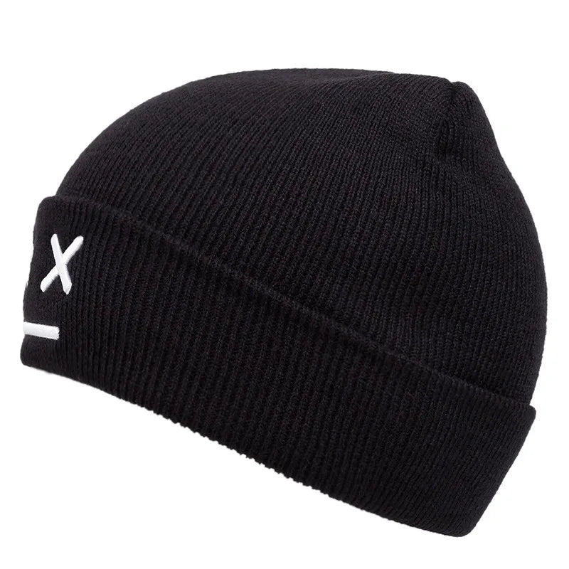 Fashionable autumn and winter warm knitted hat cartoon expression embroidery versatile men's and women's beanies