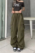 American retro tooling slacks female drape straight beam foot trousers summertime joker loose ins wide-legged pants