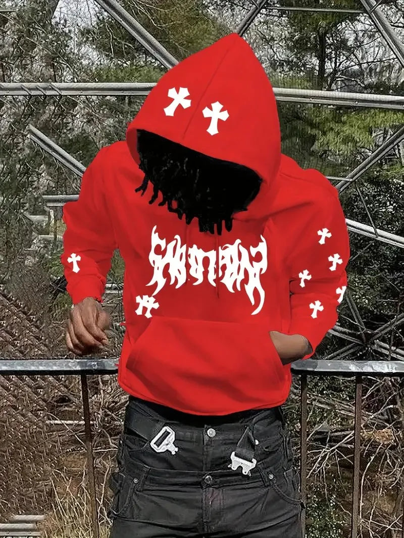 The new 3D smiling face printed casual and comfortable outdoor men's sports sweatshirt for the autumn of 2025