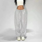 Y2k Gray Casual Pants Vintage Functional Tactical Men's Women's Premium Jogging Wide Leg Pants Drawstring Streetwear Sweatpants